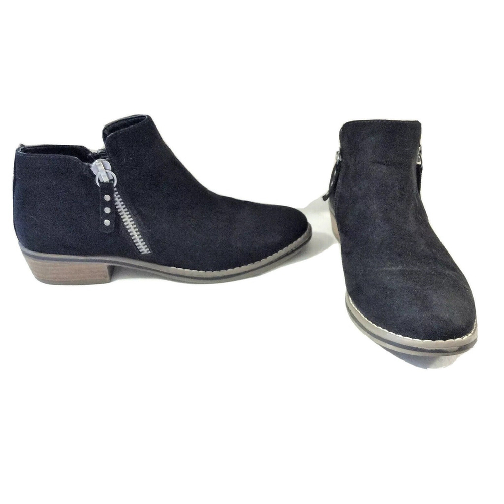 X-Appeal Nikole Black Suede Zip Ankle Boots Booties 1 InchHeel Women's 8.5M
